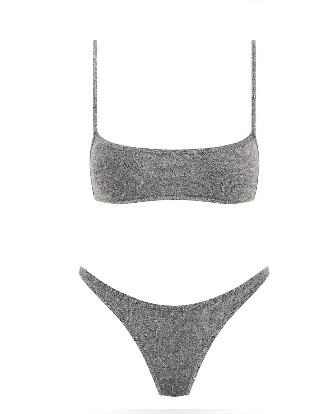 New Triangl Minimal  - SILVER SPARKLE CROP BIKINI SET